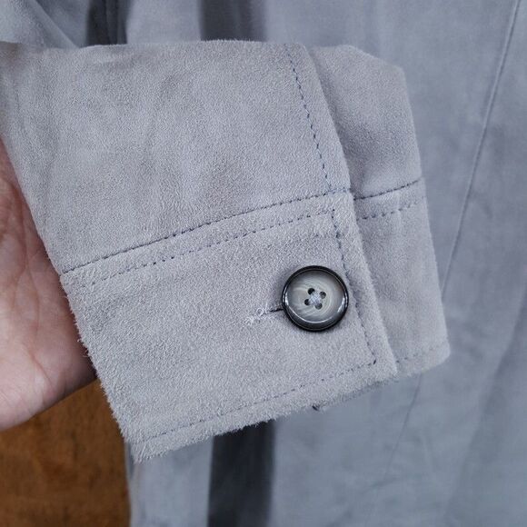 BLANK NYC Jacket Mens Small Gray Goatskin Suede Snap Button Utility Barn $398 - Picture 5 of 9